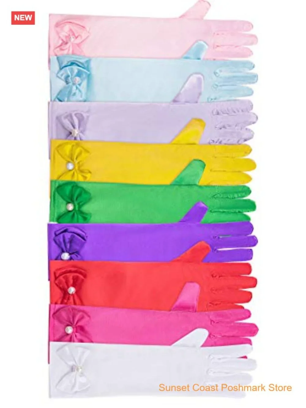 9 Pairs Satin Gloves Dress Up Princess Bows Long Formal Gloves for Girls